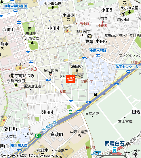 まいばすけっと浅田2丁目店付近の地図